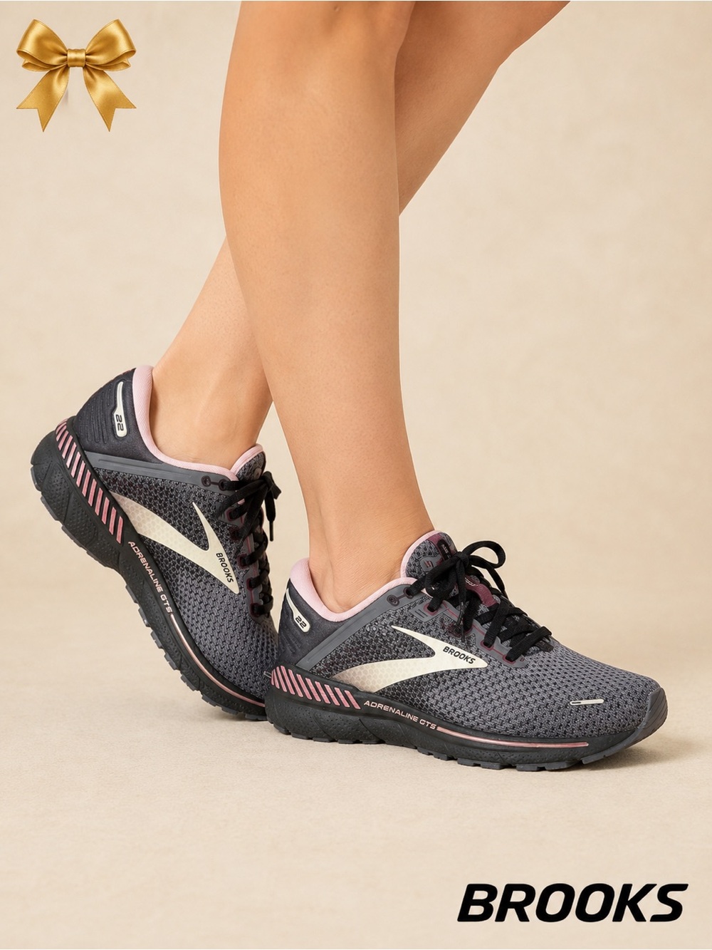 Brooks Adrenaline GTS 22 Running Shoes Gray Pink Cushion Support US 10 B